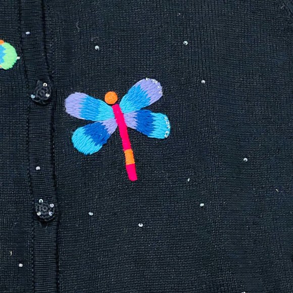 Talbots embroidered dragonfly cardigan M - Picture 5 of 9
